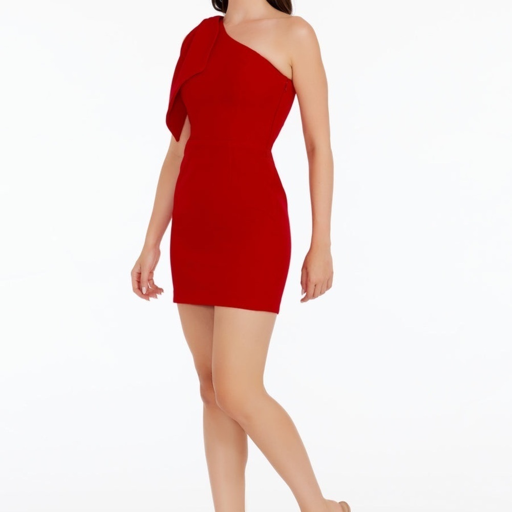 Dress the Population Tiff One Shoulder Mini Dress M Rouge Red Party Wedding - Picture 7 of 13